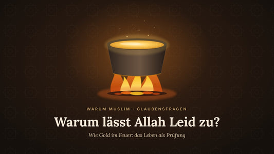 Schmelztiegel mit glühendem Gold über einem Feuer – Sinnbild für das Leben als Prüfung im Islam